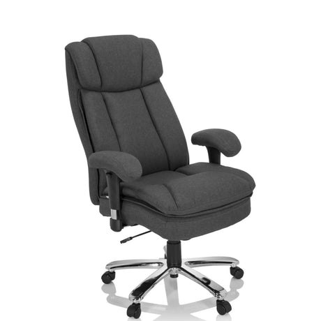 Silla giratoria BUILDER XXL I con tapicería de tela gris oscuro y base brillante de hjh OFFICE