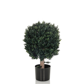Planta artificial BUXUS en verde con copa esférica en una maceta negra de hjh OFFICE