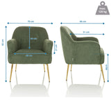 Dibujo dimensional del Sillón de diseño THASSOS con un ancho de 70 cm y una altura de 82 cm de hjh LIVING