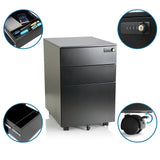 Archivador rodante de metal negro COLOR OS I con cerradura de combinación, ruedas y compartimento organizador de hjh OFFICE