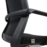 Reposabrazos y borde del asiento con logo de la silla de oficina profesional MOVE-TEC 3D en negro de hjh OFFICE