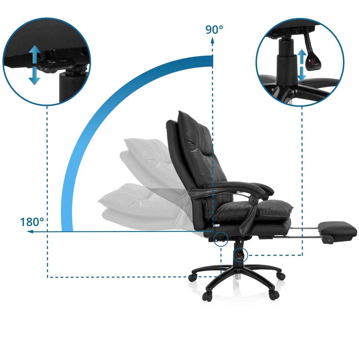 Respaldo ajustable con inclinación de 180 grados del Sillón de oficina Home Office RELAX CL 200 de MyBuero