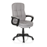 Sillón de oficina Home Office RELAX CX 120 gris con tapizado acolchado y base de cinco ruedas de MyBuero – vista de 360° (vista frontal en diagonal 40°)