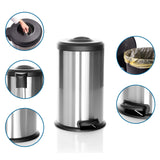 Papelera CLEAN X en color plata con pedal, tapa extraíble y bolsa de basura de plástico de hjh OFFICE