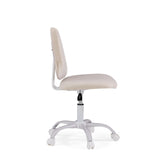 Vista lateral de la silla giratoria para niños Lumikid en beige con base de cinco radios blanca y ruedas de hjh OFFICE