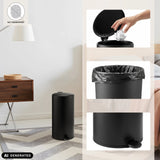 Papelera CLEAN STEP 2 negra con tapa, bolsa de basura y pedal de hjh OFFICE (imagen generada por IA)