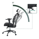 Respaldo ajustable y muelle de gas de la silla de oficina profesional ERGO LINE II PRO con un ángulo de inclinación de 90° de hjh OFFICE