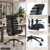 Silla de oficina profesional ERGO LINE II en color negro con reposabrazos ajustables y ruedas de hjh OFFICE