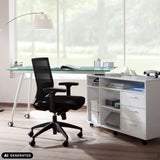 Silla de oficina profesional PORTO BASE en negro con respaldo de malla y reposabrazos de hjh OFFICE (imagen generada por IA)