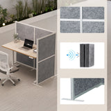 Separadores Flexmiut Modul L grises con superficie absorbente de sonido y marco blanco de hjh OFFICE
