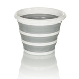 Contenedor plegable CLEAN SILR en gris y blanco con estructura plegable y borde blanco de hjh OFFICE – vista de 360° (vista trasera 180°)