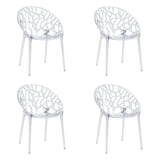 Set de cuatro sillas de cuatro patas Artifo T transparentes con respaldo de patrón orgánico de hjh LIVING