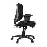 Silla de oficina profesional ZENIT BASE negra con reposabrazos y base de cinco ruedas de hjh OFFICE – vista de 360° (vista lateral 80°)