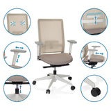 Funciones ajustables de la Silla de oficina profesional PURE WHITE en beige de hjh OFFICE