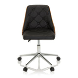 Silla Home Office CENCA negra con tapizado acolchado y base de cinco ruedas de hjh OFFICE – vista de 360° (vista frontal 0°)