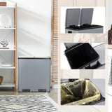 Papelera doble Clean 13 en gris con dos tapas y cubo interior extraíble de hjh OFFICE