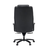 Vista posterior de la silla giratoria XXL Pullmann Gen2 de cuero sintético negro con cinco ruedas dobles de hjh OFFICE
