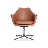 Sillón de diseño ARTEMIA marrón con carcasa curva y base de cuatro estrellas de hjh OFFICE – vista de 360° (vista frontal 0°)