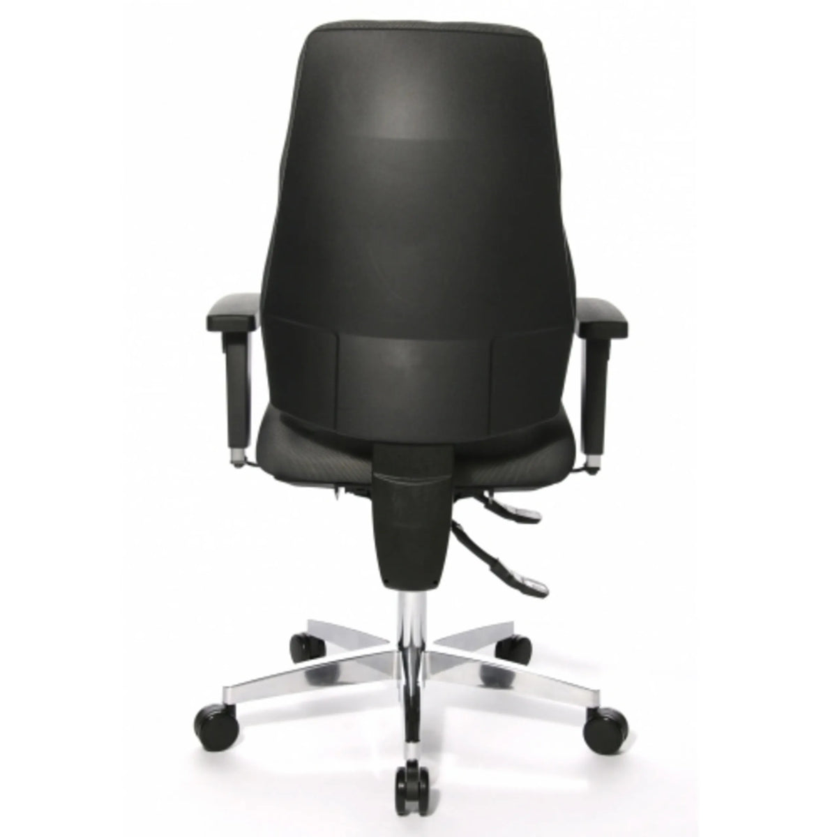 Vista posterior de la Silla de oficina profesional P91 AL.G3 en gris con base de estrella y ruedas de Topstar