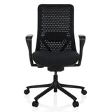 Silla alta gama VERVIO negra con respaldo de malla y base de cinco ruedas de hjh OFFICE – vista de 360° (vista frontal 0°)