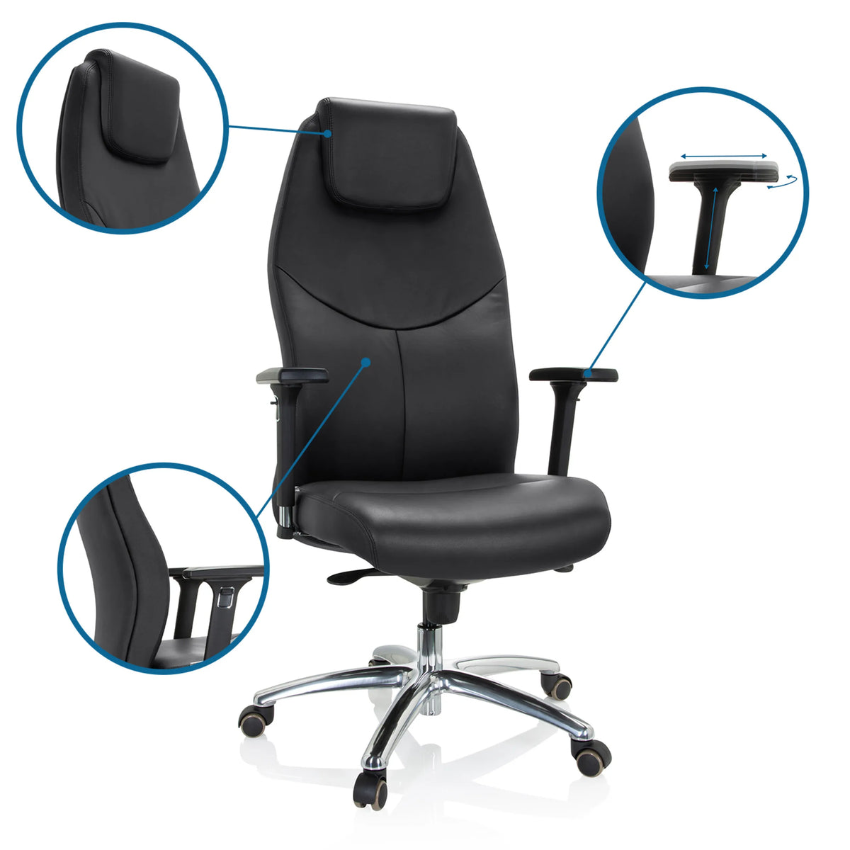 Reposacabezas y reposabrazos ajustables del Sillón de oficina profesional FERRARA de hjh OFFICE