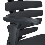 Reposabrazos negro de la silla de oficina profesional ERGO LINE II delante del respaldo segmentado de hjh OFFICE