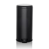 Papelera CLEAN STEP negra con tapa y pedal de hjh OFFICE – vista de 360° (vista frontal 0°)