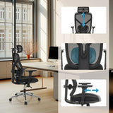 Reposacabezas, soporte lumbar y asiento regulables en altura de la Silla alta gama CASSILIS B de hjh OFFICE