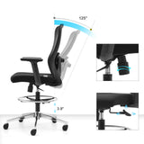 Respaldo ajustable hasta 125° y ajuste de altura de 3,9" de la silla de trabajo Top Work 44 de hjh OFFICE