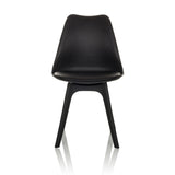 Silla nórdica SCANDI P negra con cuatro patas de hjh OFFICE – vista de 360° (vista frontal 0°)