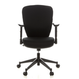 Silla de oficina profesional TRAFFIC 20 negra con reposabrazos y base de cinco ruedas de hjh OFFICE – vista de 360° (vista frontal 0°)