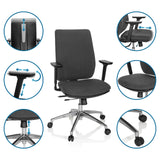 Silla de oficina profesional INTEGRIO I en gris oscuro con diversas opciones de ajuste de hjh OFFICE