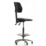 Silla de mostrador TOP WORK 11 negra con reposapiés y base de cinco radios de hjh OFFICE – vista de 360° (vista frontal en diagonal 60°)