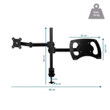 Dibujo técnico del Soporte de monitor VM-MH2 con un ancho total de 88 cm de hjh OFFICE
