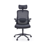 Silla Home Office Vertuflex negra con respaldo de malla y base de cinco ruedas de MyBuero – vista de 360° (vista frontal 0°)