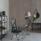 Silla de oficina profesional AZURRO B negra con respaldo de malla y reposabrazos de hjh OFFICE