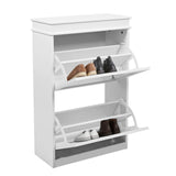 Armario zapatero blanco Estha 20 con dos compartimentos abatibles de hjh LIVING