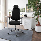 Silla de oficina profesional PRO-TEC 400 negra con reposacabezas y reposabrazos ajustables de hjh OFFICE