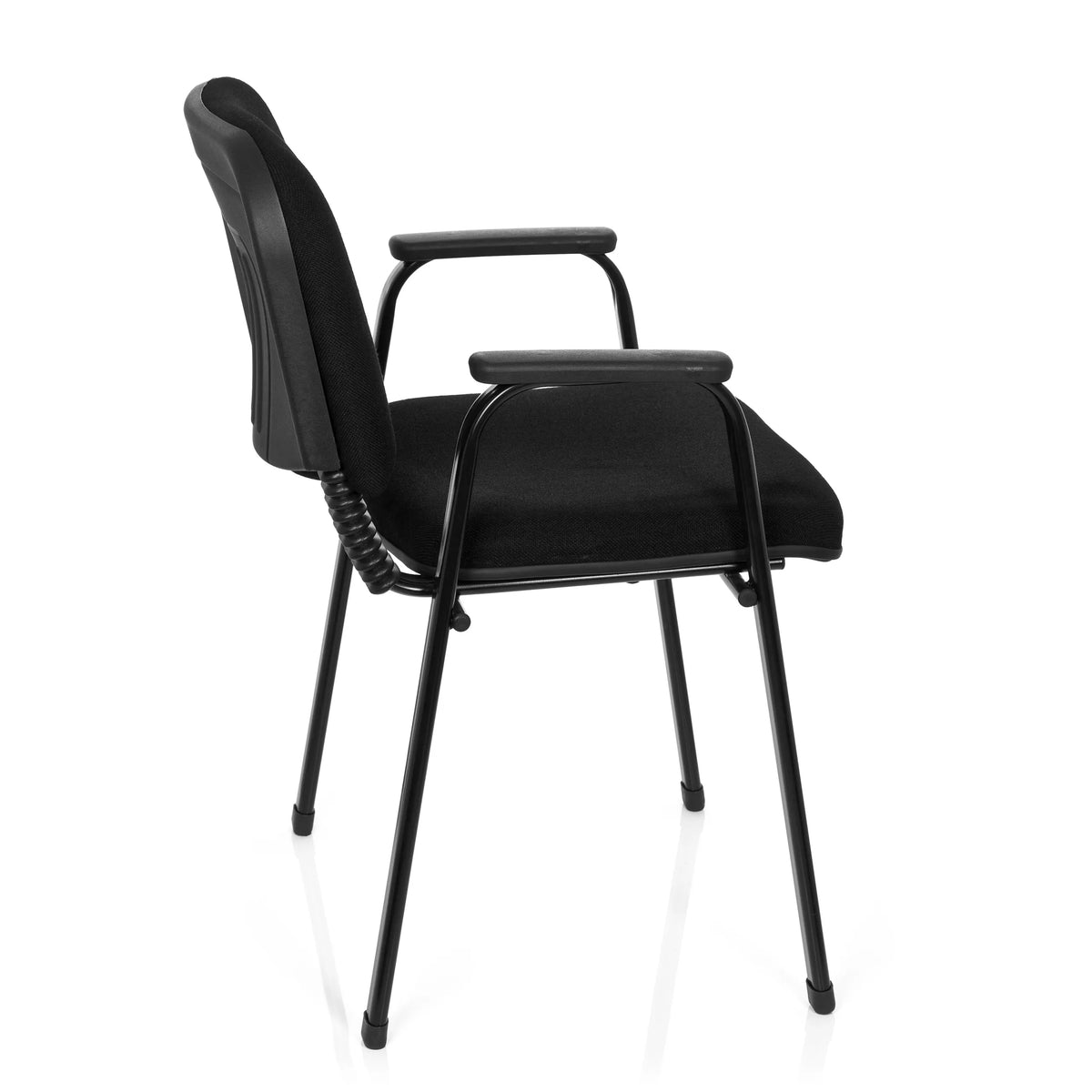 Silla de cuatro patas XT 650 negra con reposabrazos y asiento acolchado de hjh OFFICE – vista de 360° (vista lateral 100°)