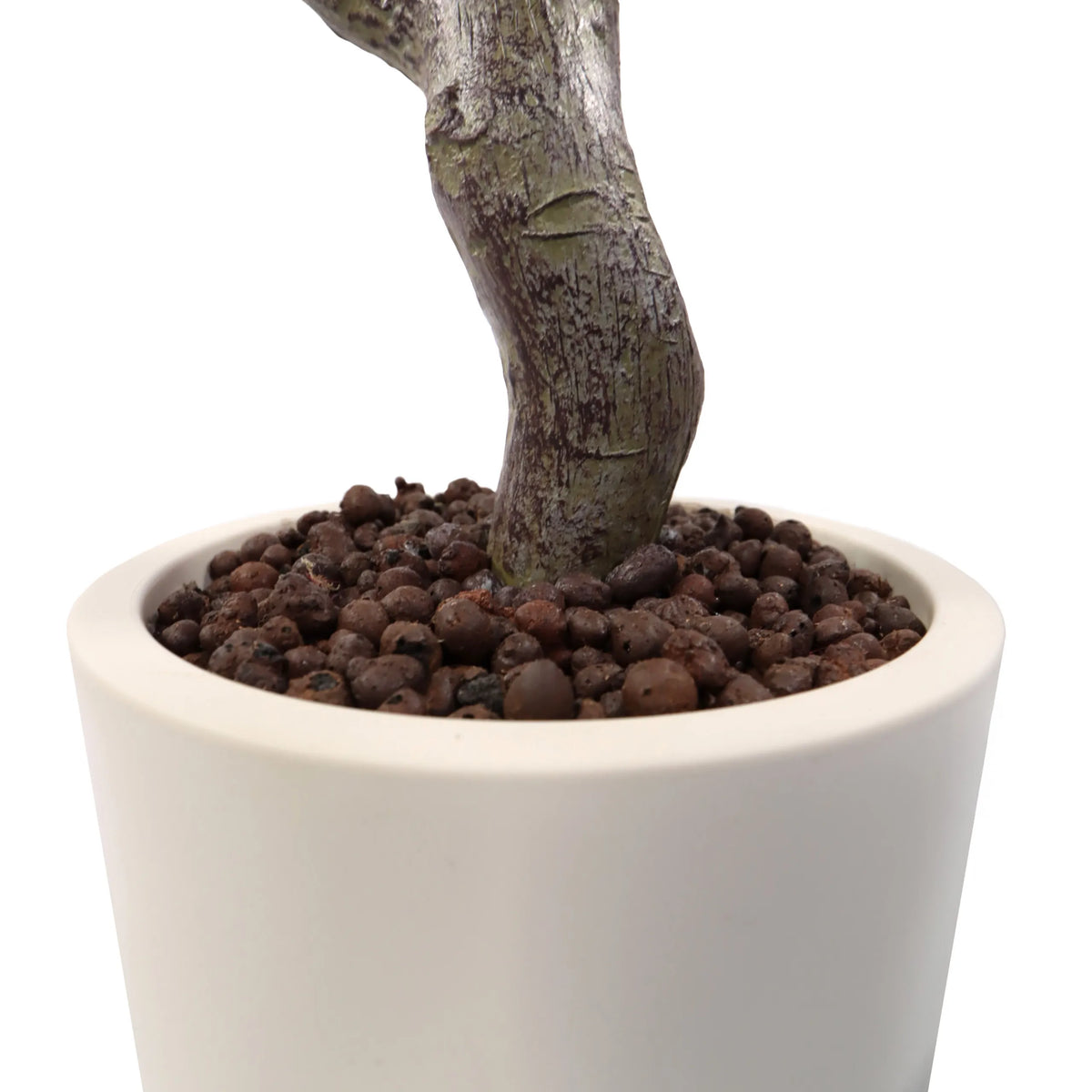 Tronco y maceta blanca con sustrato de arcilla expandida de la Planta artificial Garcinia de hjh OFFICE