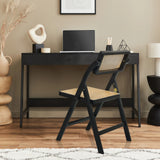 Silla plegable TUDELA BAMBOO en negro con asiento y respaldo de rejilla vienesa marrón de hjh LIVING