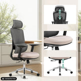 Silla de oficina profesional Ergomy Pro en gris oscuro y beige con opciones de ajuste de hjh OFFICE (imagen generada por IA)