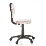 Silla giratoria para niños KIDDY TOP con estampado colorido de corazones y flores y base de cinco ruedas de hjh OFFICE – vista de 360° (vista lateral 80°)