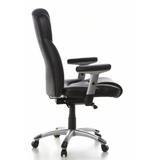 Sillón de oficina profesional EMBASSY 200 negro con reposabrazos y base de cinco ruedas de hjh OFFICE – vista de 360° (vista lateral 100°)