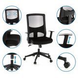 Silla de oficina profesional LAVITA en negro con respaldo de malla, reposabrazos ajustables y ruedas de hjh OFFICE