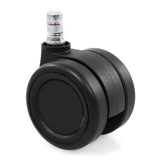 Ruedas para sillas 5x ROLO COLOR 60 11mm/60mm negras para suelos duros con pin de fijación metálico de hjh OFFICE – vista de 360° (vista trasera en diagonal 120°)