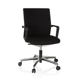 Silla de oficina profesional MOVE-TEC 3D negra con reposabrazos y base de cinco ruedas de hjh OFFICE – vista de 360° (vista frontal 20°)