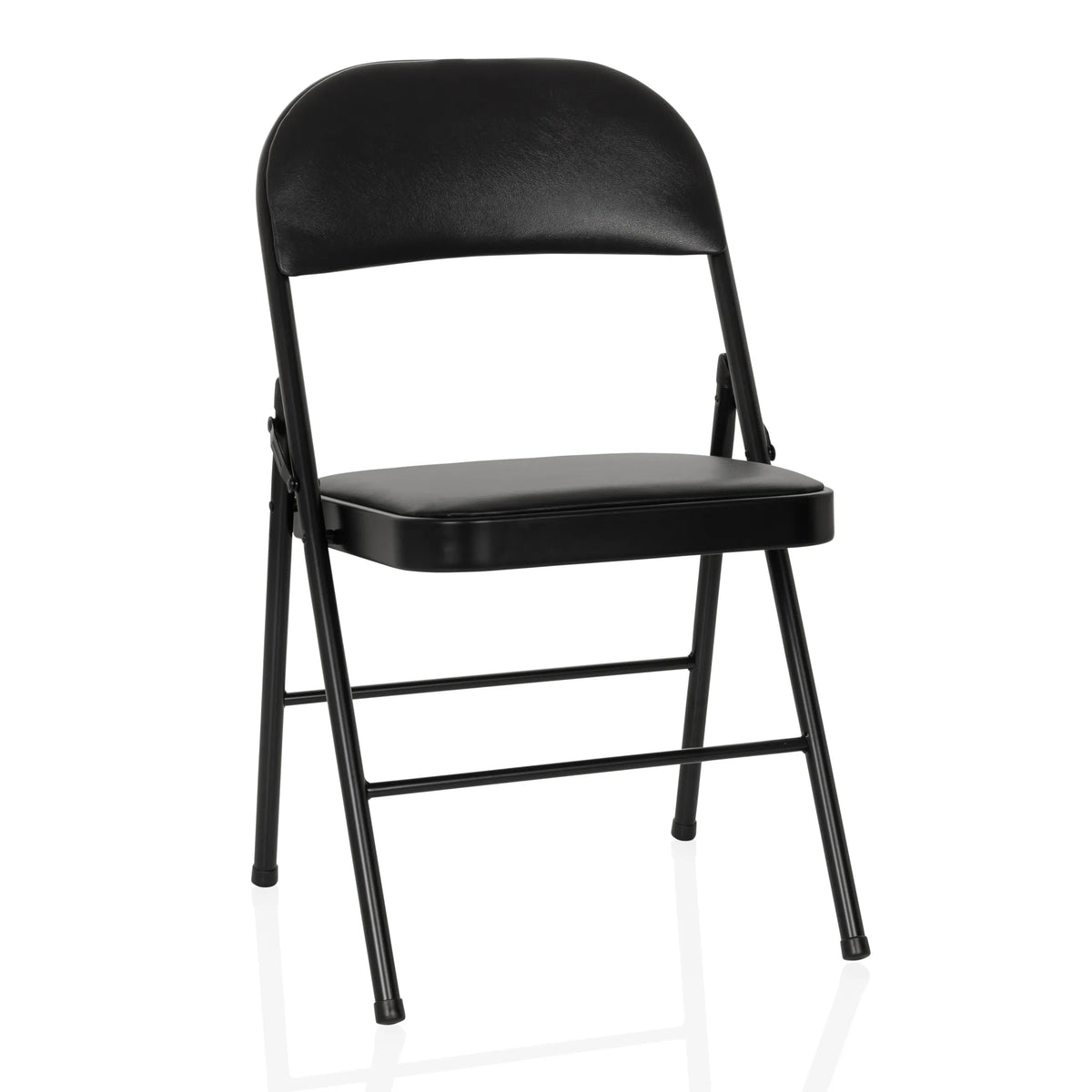 Silla plegable TUDELA H negra con tapicería de cuero sintético de hjh OFFICE – vista de 360° (vista frontal 15°)