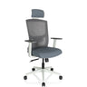 Silla de oficina profesional CAPTIVO BASE W en gris con respaldo de malla y reposacabezas de hjh OFFICE