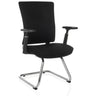 Silla de viga voladiza CAPTIVO PRO V negra con tapizado de tela, reposabrazos y estructura de patines cromada de hjh OFFICE